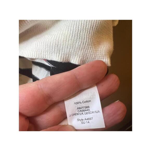 J.CREW Sweater Womens Size Small White Blue Red Anchor Striped Preppy Coastal - Picture 3 of 7